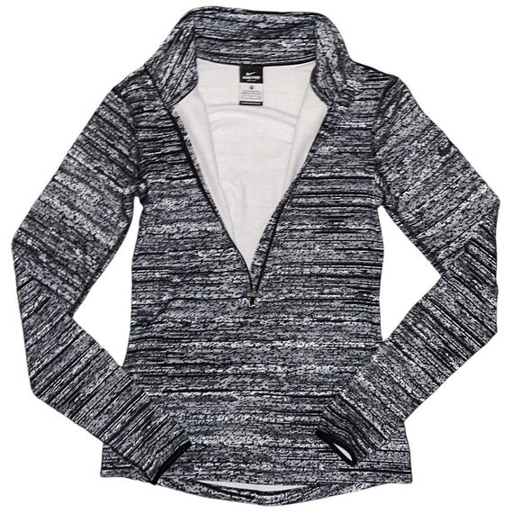 Nike Long Sleeve Active Top Womens XS High Neck Black White Half Zip Dri Fit - Picture 3 of 8